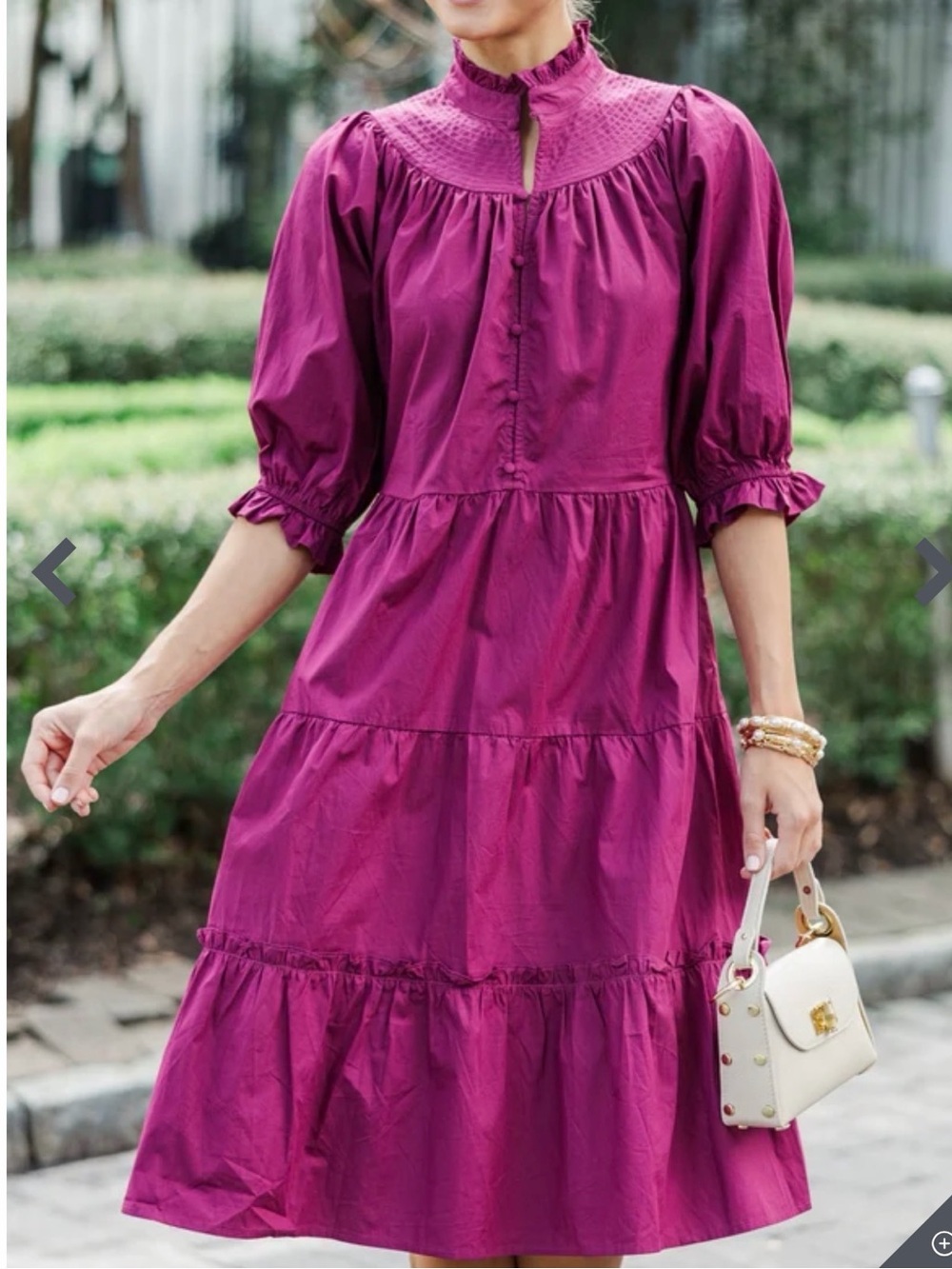 Pinch Tiered Midi Dress in Fuchsia